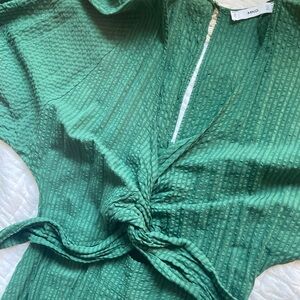 Mango Green Textured Midi Dress